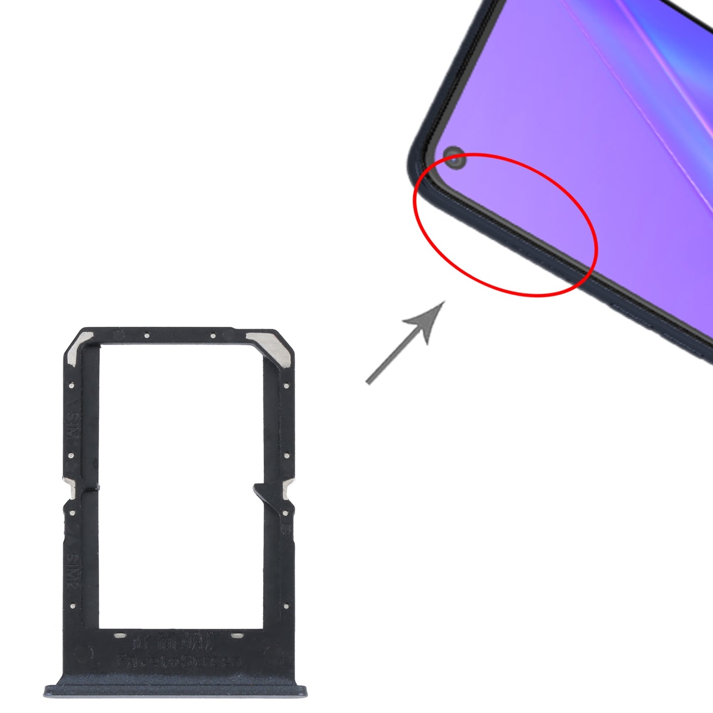 For OPPO A72 4G / A92 4G SIM Card Tray + SIM Card Tray (Black)