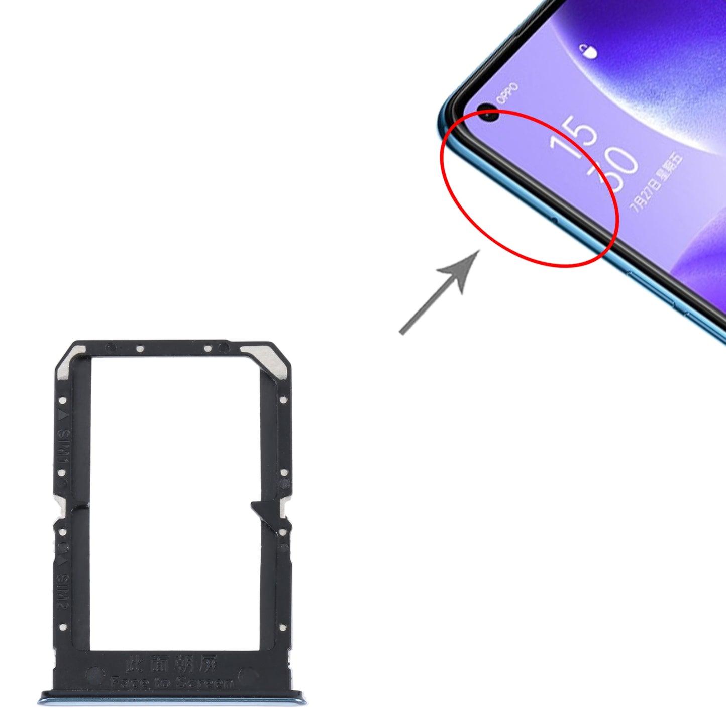 For OPPO Reno5 4G SIM Card Tray + SIM Card Tray (Silver)