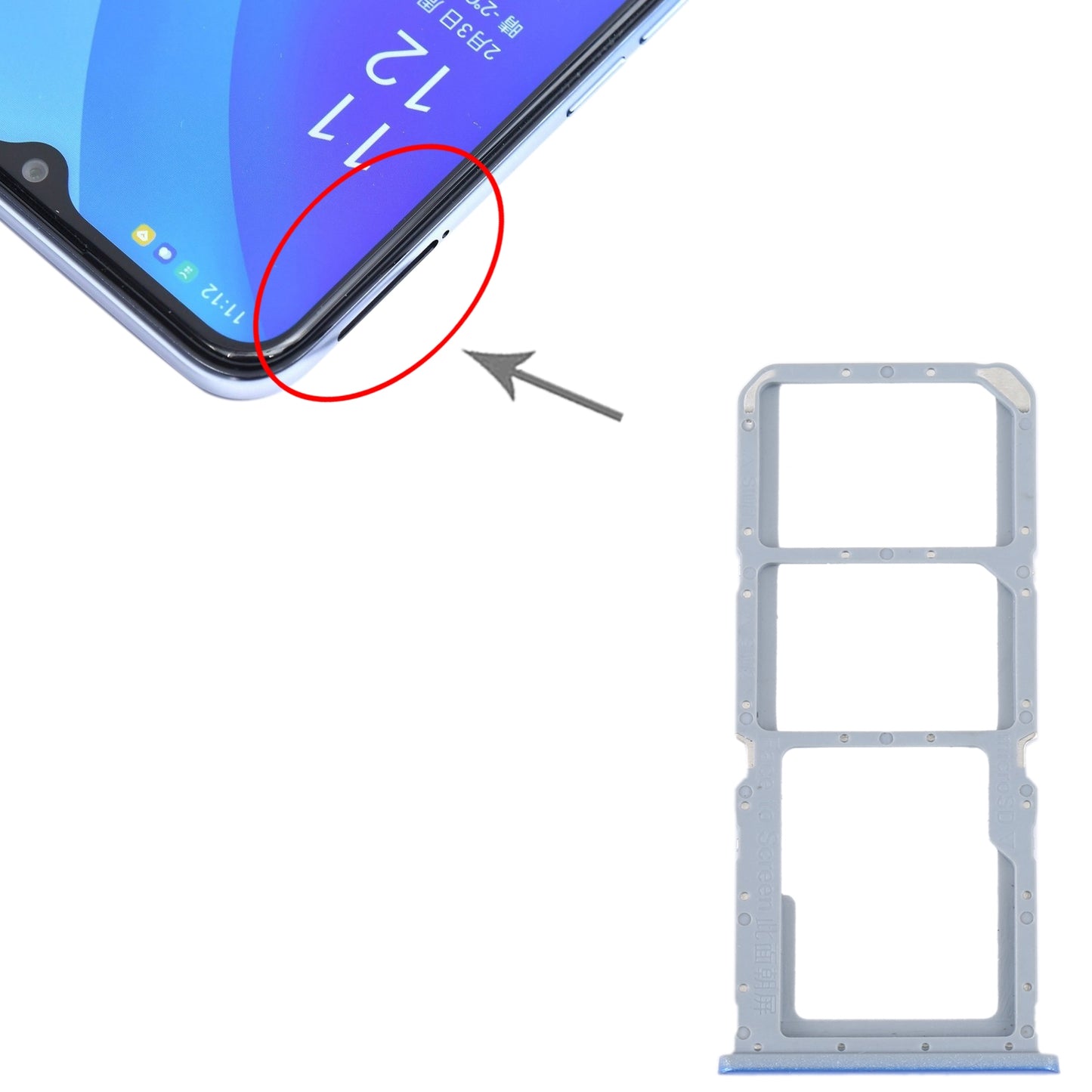 For OPPO A55 5G / A53S 5G SIM Card Tray + SIM Card Tray + Micro SD Card Tray (Blue)
