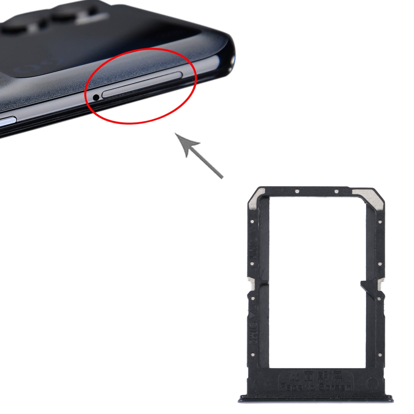 For OPPO K9 Pro SIM Card Tray + SIM Card Tray (Black)