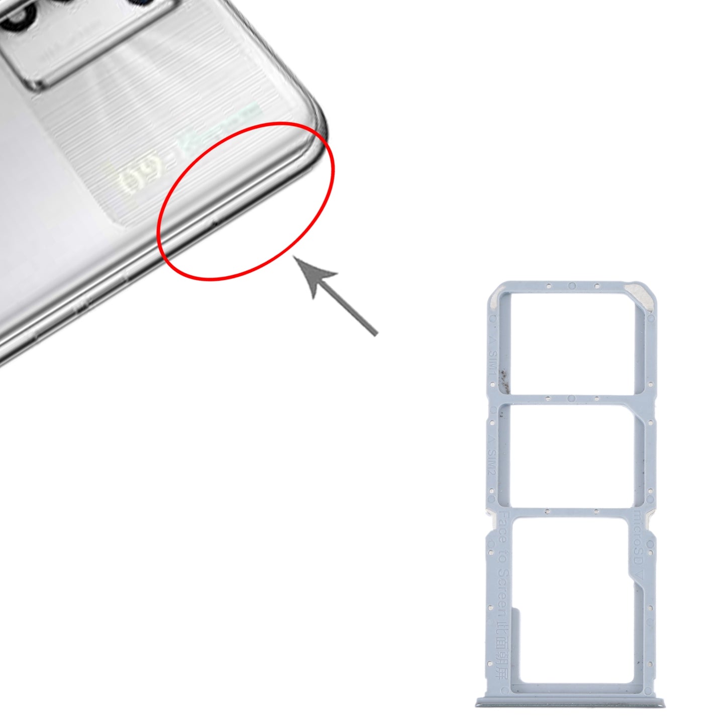 For OPPO K9S SIM Card Tray + SIM Card Tray + Micro SD Card Tray (Silver)