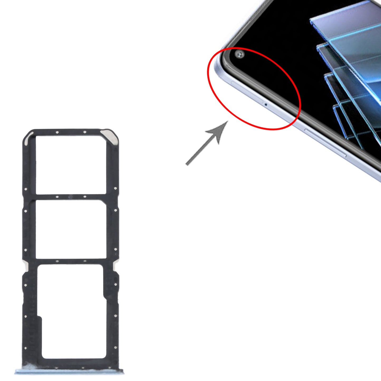 For OPPO K9x SIM Card Tray + SIM Card Tray + Micro SD Card Tray (Blue)