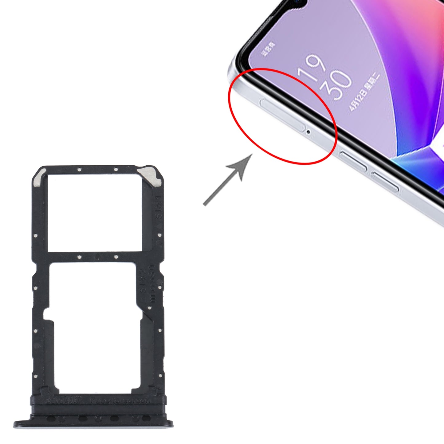 For OPPO A57 5G / A77 5G / K10 5G SIM Card Tray + SIM / Micro SD Card Tray (Black)