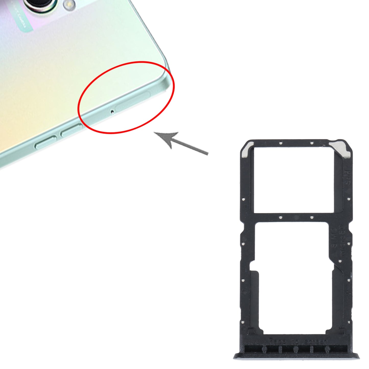 For OPPO A96 China SIM Card Tray + SIM / Micro SD Card Tray (Black)