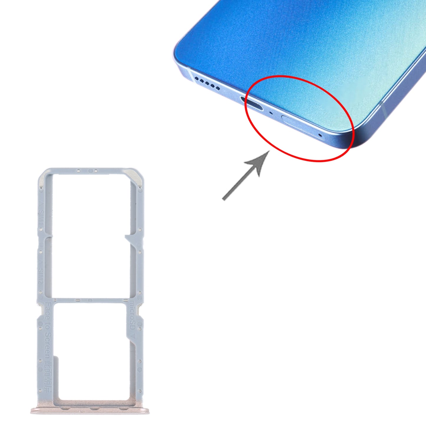 For OPPO Reno7 Z 5G / Reno7 Lite / Reno8 Lite / F21 Pro 5G SIM Card Tray + SIM Card Tray + Micro SD Card Tray (Gold)