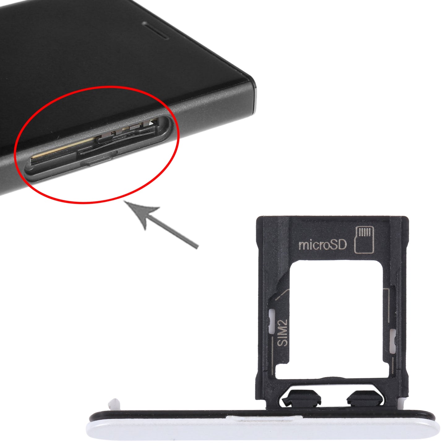 For Sony Xperia XZ1 Compact Original SIM Card Tray + Micro SD Card Tray (Silver)