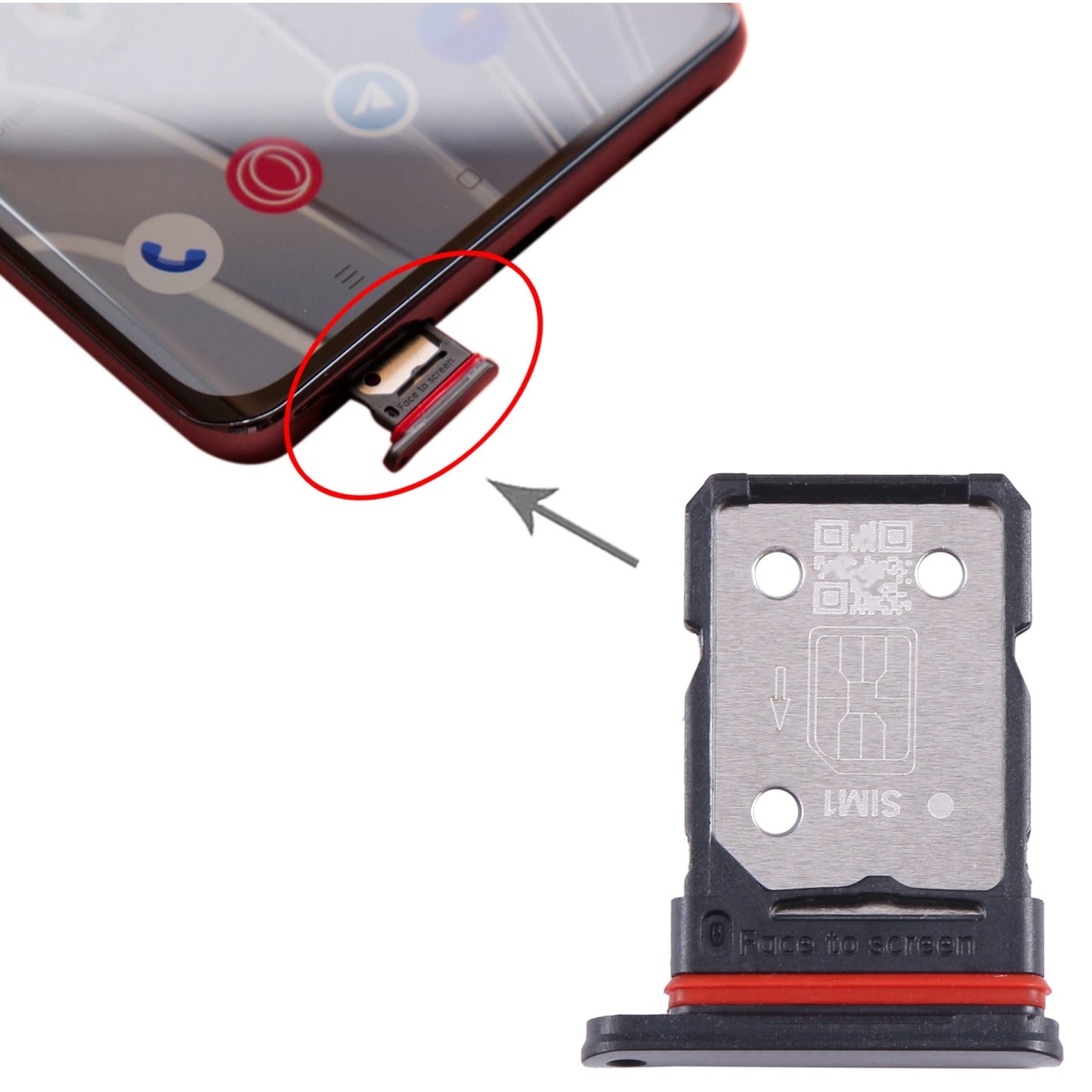 For OnePlus 11R CPH2487 SIM Card Tray + SIM Card Tray (Black)