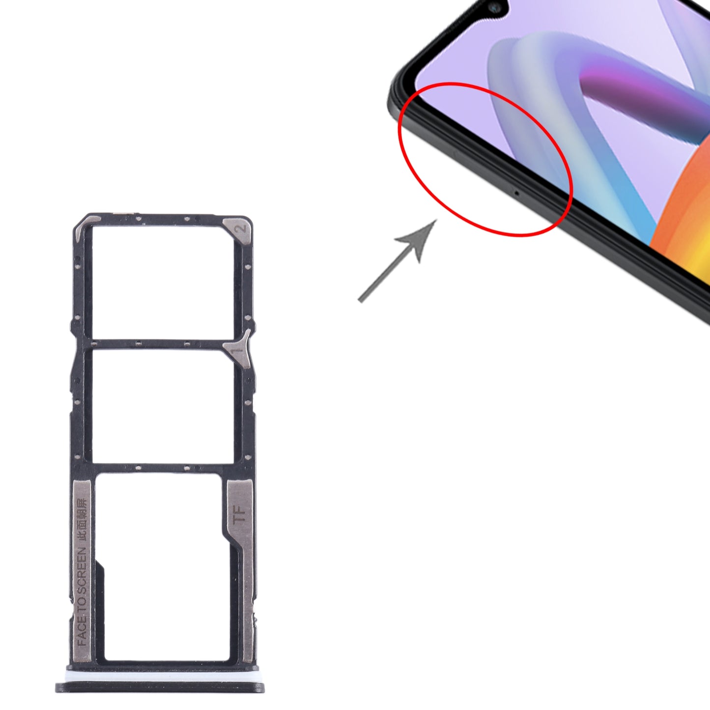 For Xiaomi Poco C51 SIM Card Tray + SIM Card Tray + Micro SD Card Tray (Black)