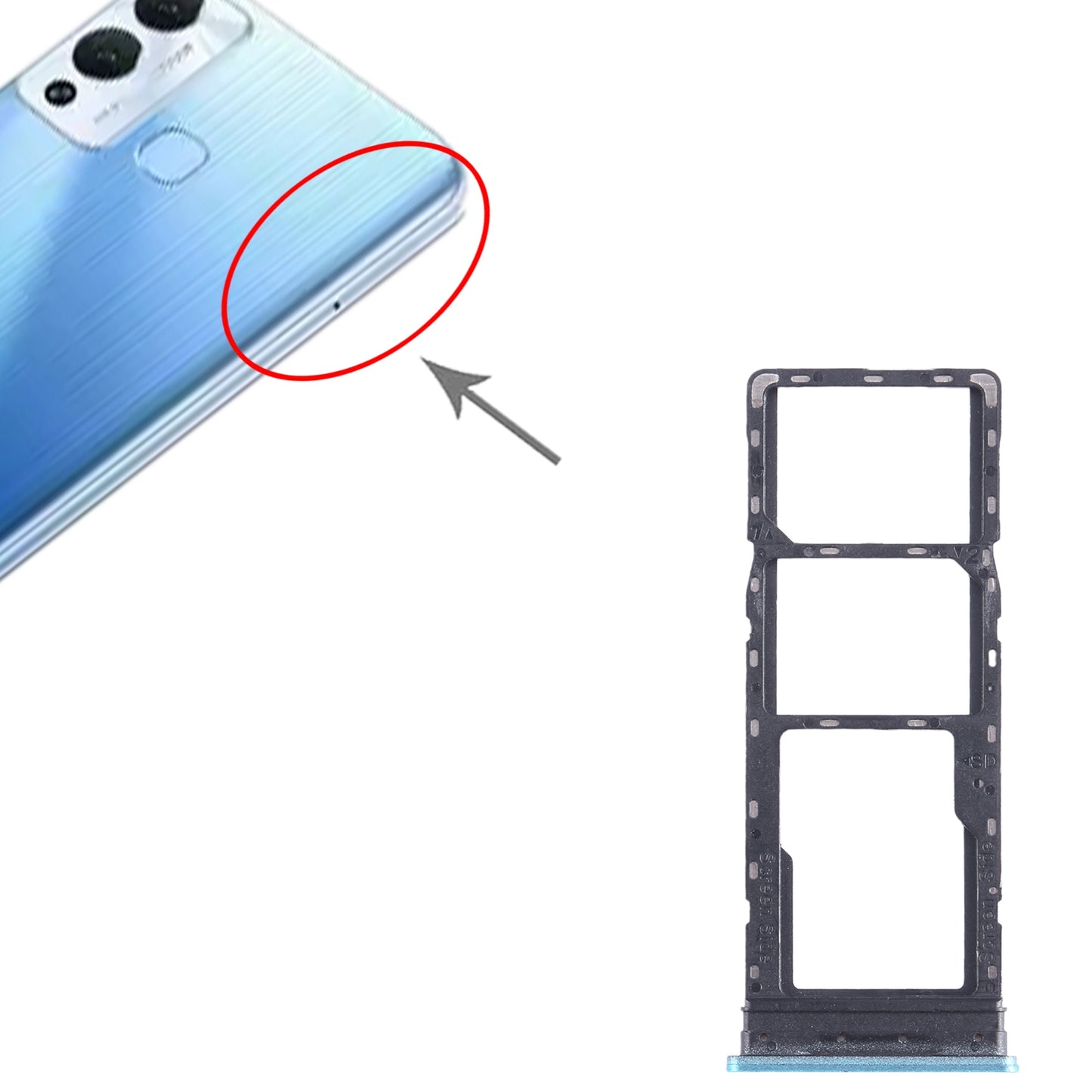 For Infinix Hot 12 Play SIM Card Tray + SIM Card Tray + Micro SD Card Tray (Blue)