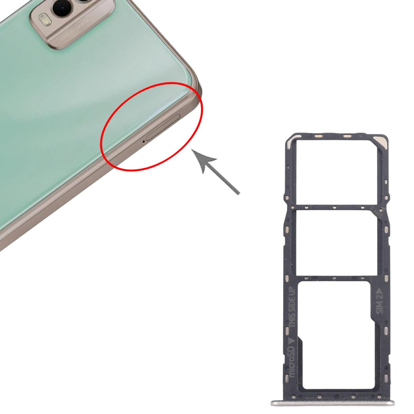 For Nokia C32 Original SIM Card Tray + SIM Card Tray + Micro SD Card Tray (Gold)