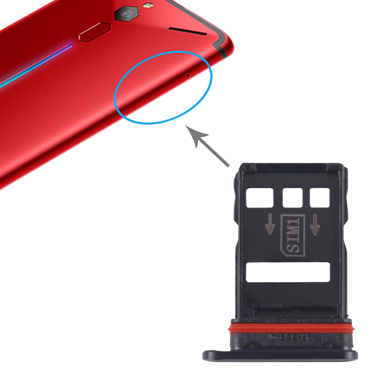 For ZTE nubia RedMagic 6 Pro NX669J-P SIM Card Tray + SIM Card Tray (Black)