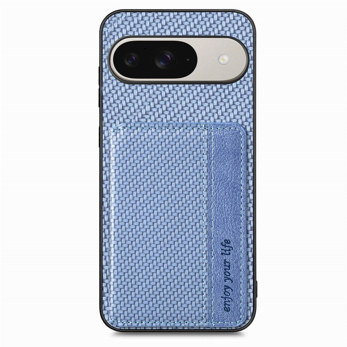 For Google Pixel 11 Carbon Fiber Magnetic Card Bag Phone Case - Blue - SYA002236409B