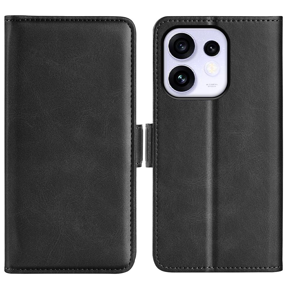 For OPPO Reno16 5G /16 Pro 5G Global Dual-side Magnetic Buckle Horizontal Flip Leather Phone Case - Black - SYA002253031A