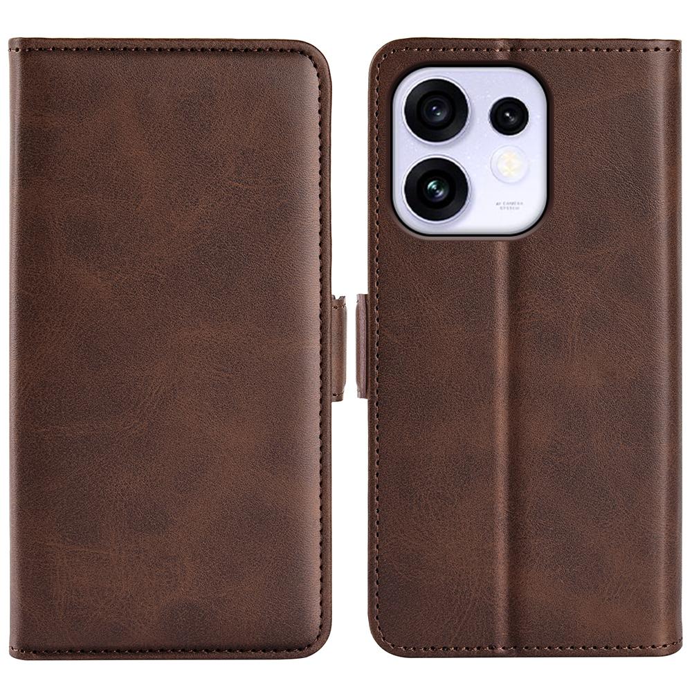 For OPPO Reno16 5G /16 Pro 5G Global Dual-side Magnetic Buckle Horizontal Flip Leather Phone Case - Brown - SYA002253031C