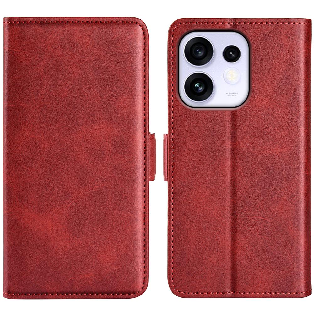 For OPPO Reno16 5G /16 Pro 5G Global Dual-side Magnetic Buckle Horizontal Flip Leather Phone Case - Red - SYA002253031E