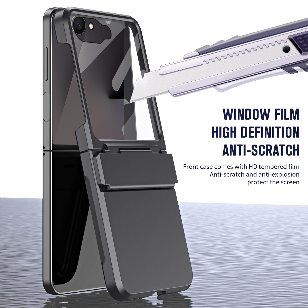 For Galaxy Z Flip8 5G Diamond Case-film Integral Hinge Shockproof Phone Case - Black - SYA002386206C