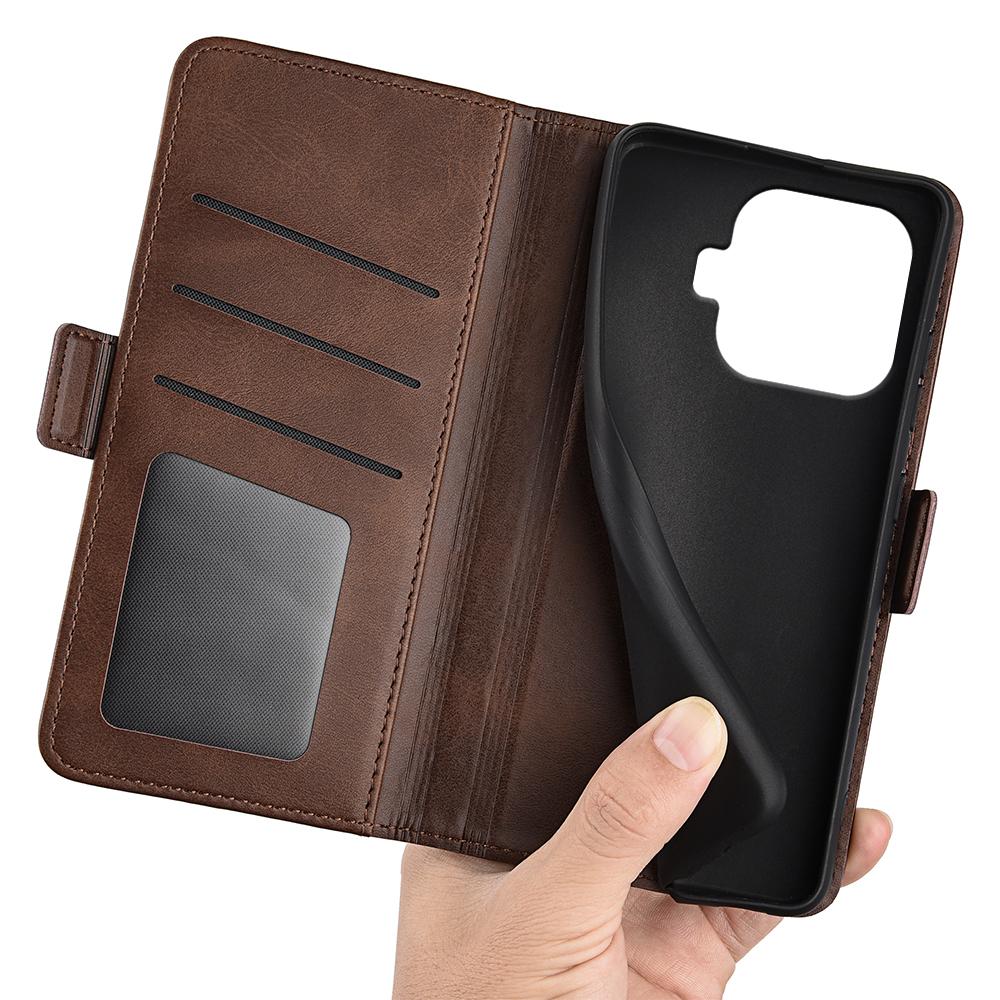 For Xiaomi 17T Pro 5G Dual-side Magnetic Buckle Horizontal Flip Leather Phone Case - Brown - SYA002394647C