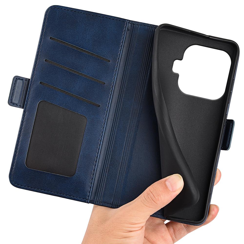 For Xiaomi 17T Pro 5G Dual-side Magnetic Buckle Horizontal Flip Leather Phone Case - Dark Blue - SYA002394647D