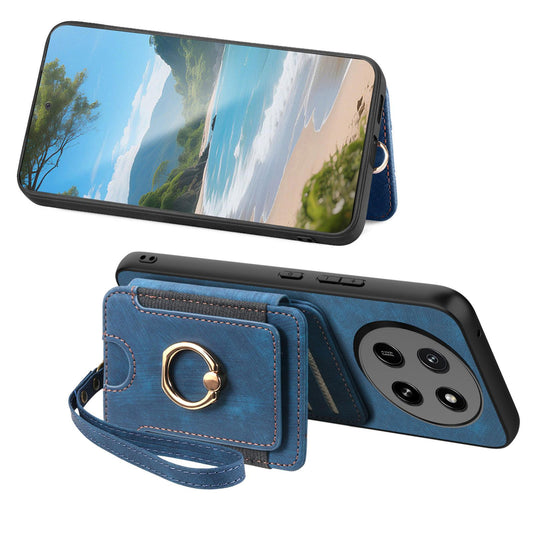 For Honor X80 Pro Max 5G Retro Skin-feel Ring Multi-card RFID Wallet Phone Case - Blue - SYA002460006C