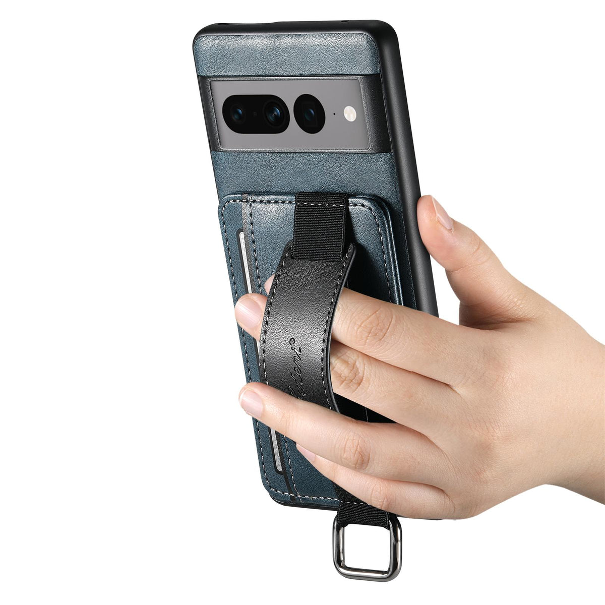 For Googel Pixel 11 Pro XL Suteni H13 Card Wallet Wrist Strap Holder PU Phone Case - Blue - SYA002465410C