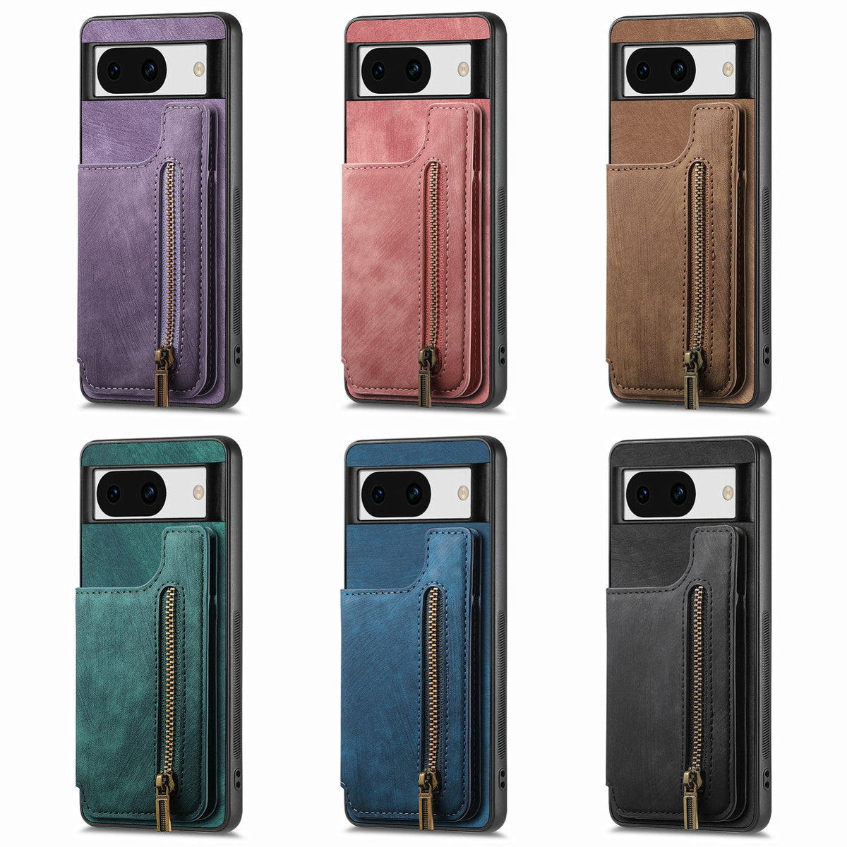 For Google Pixel 11 Pro Retro Leather Zipper Wallet Back Phone Case - Pink - SYA002590716A