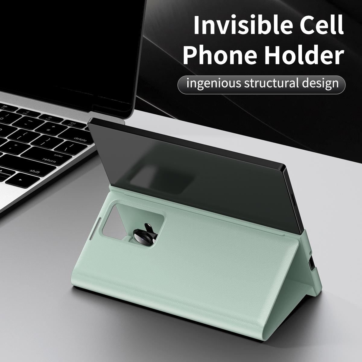 For Galaxy Fold8 Ultra 5G Smart View Window Leather Phone Case with Card Slot(Green)