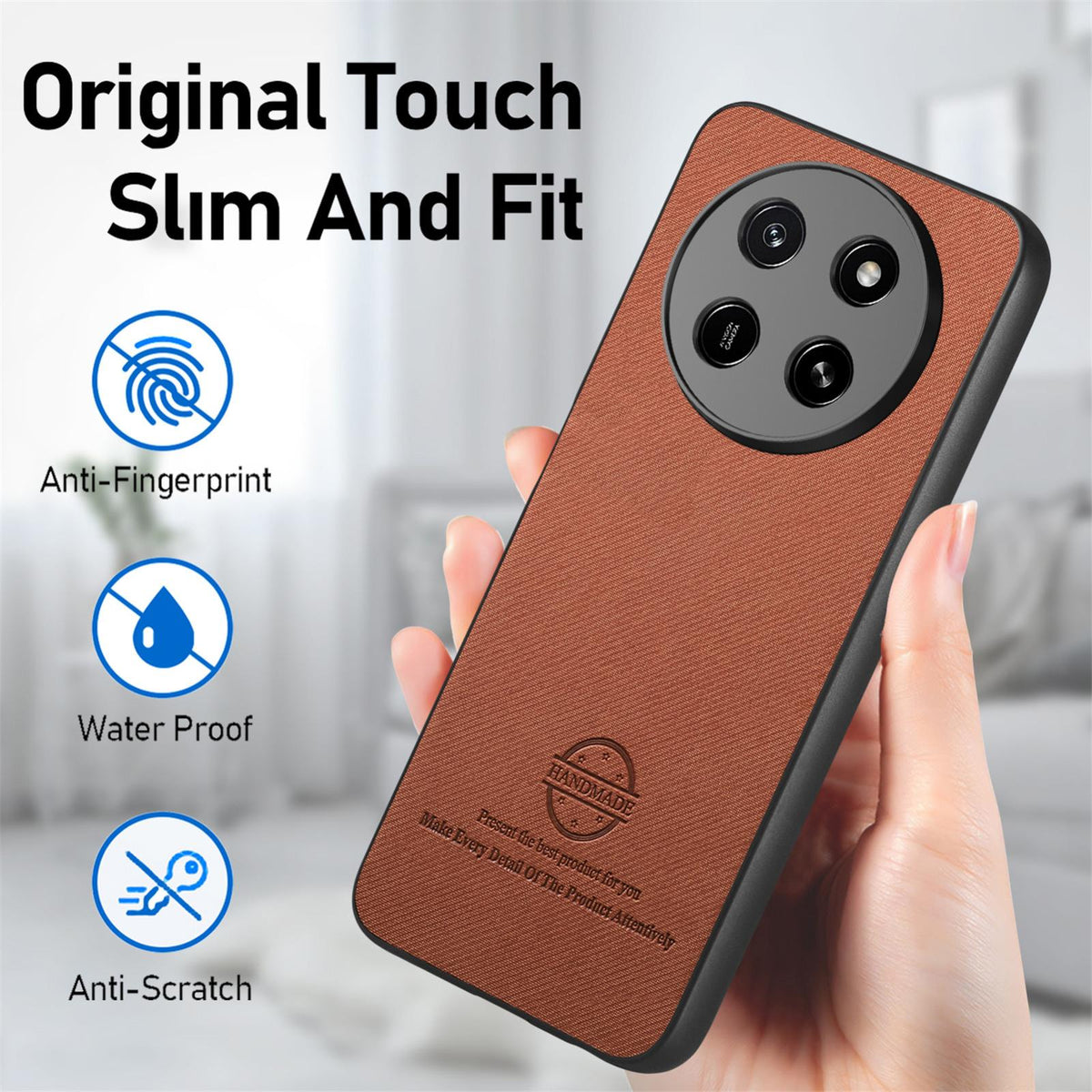 For Honor X80 Pro Max 5G Twill Fabric Leather Skin Back Phone Case - Brown - SYA002811608B