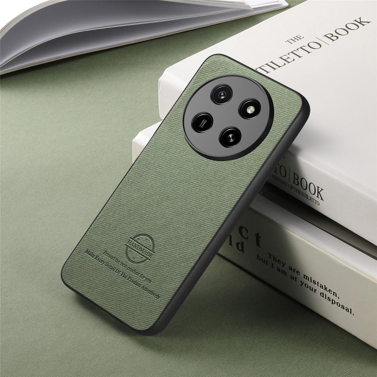 For Honor X80 Pro Max 5G Twill Fabric Leather Skin Back Phone Case - Green - SYA002811608D
