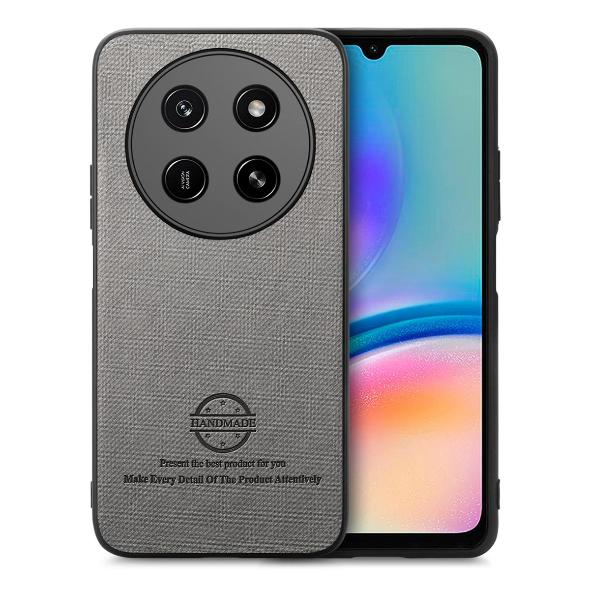 For Honor X80 Pro Max 5G Twill Fabric Leather Skin Back Phone Case - Gray - SYA002811608E