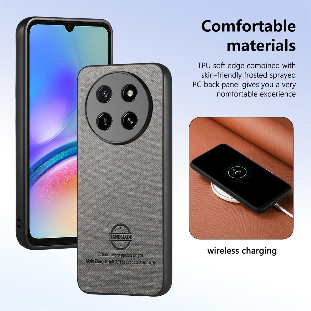 For Honor X80 Pro Max 5G Twill Fabric Leather Skin Back Phone Case - Gray - SYA002811608E