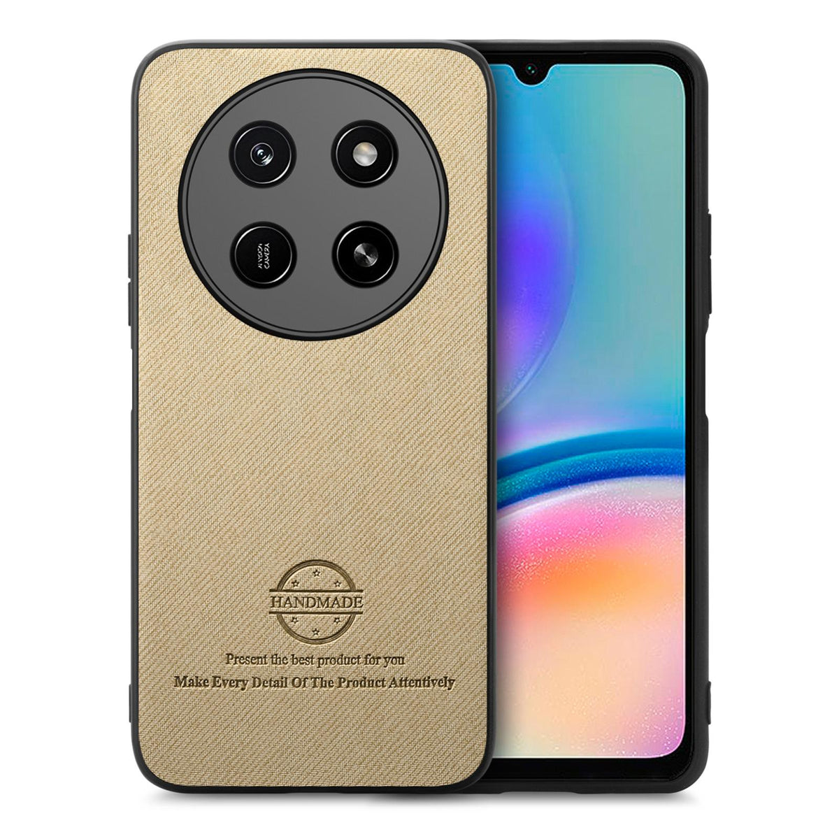 For Honor X80 Pro Max 5G Twill Fabric Leather Skin Back Phone Case - Khaki - SYA002811608F