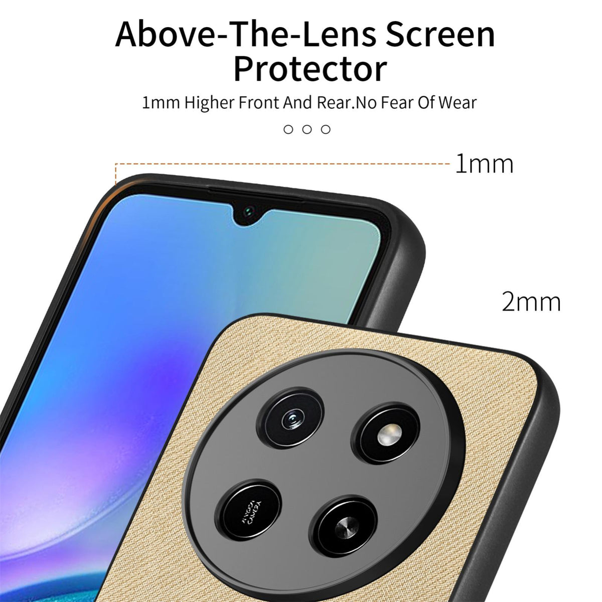 For Honor X80 Pro Max 5G Twill Fabric Leather Skin Back Phone Case - Khaki - SYA002811608F