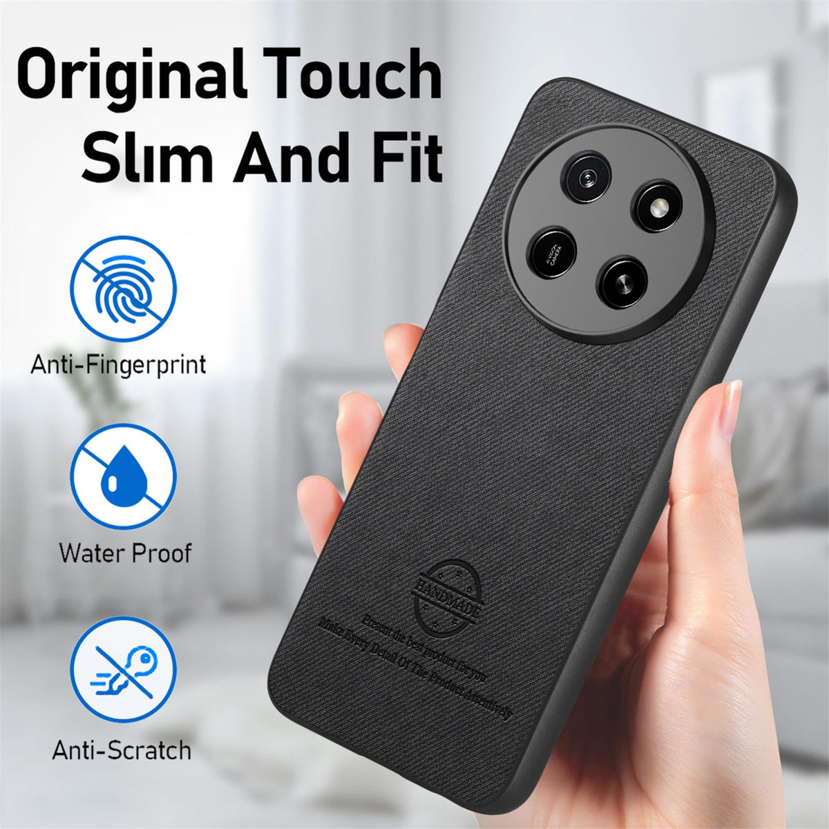 For Honor X80 Pro Max 5G Twill Fabric Leather Skin Back Phone Case - Black - SYA002811608G