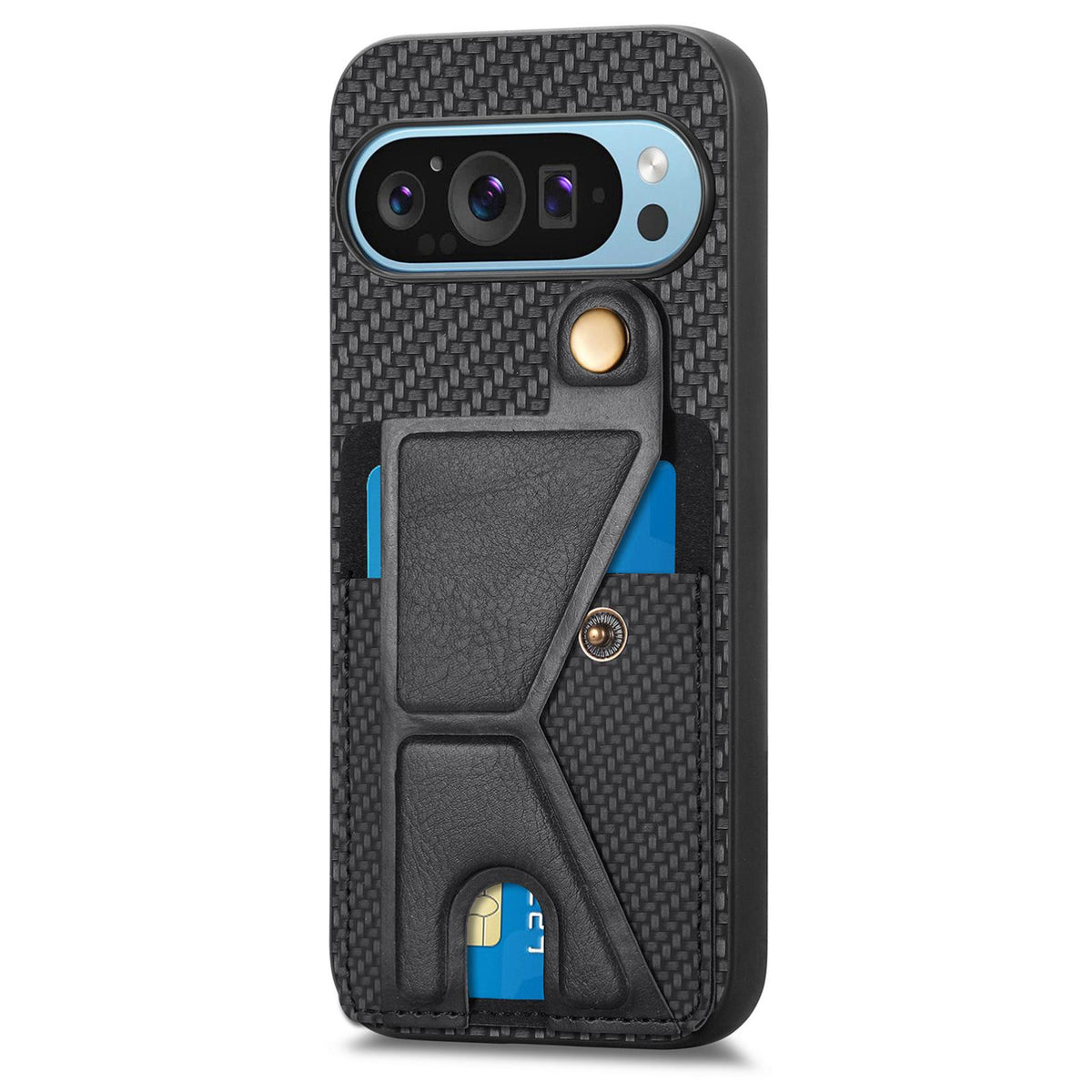 For Google Pixel 10 / 10 Pro Carbon Fiber Wallet Flip Card K-shaped Holder Phone Case - Black - SYA002829705A