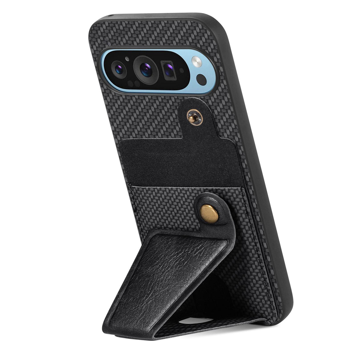 For Google Pixel 10 / 10 Pro Carbon Fiber Wallet Flip Card K-shaped Holder Phone Case - Black - SYA002829705A
