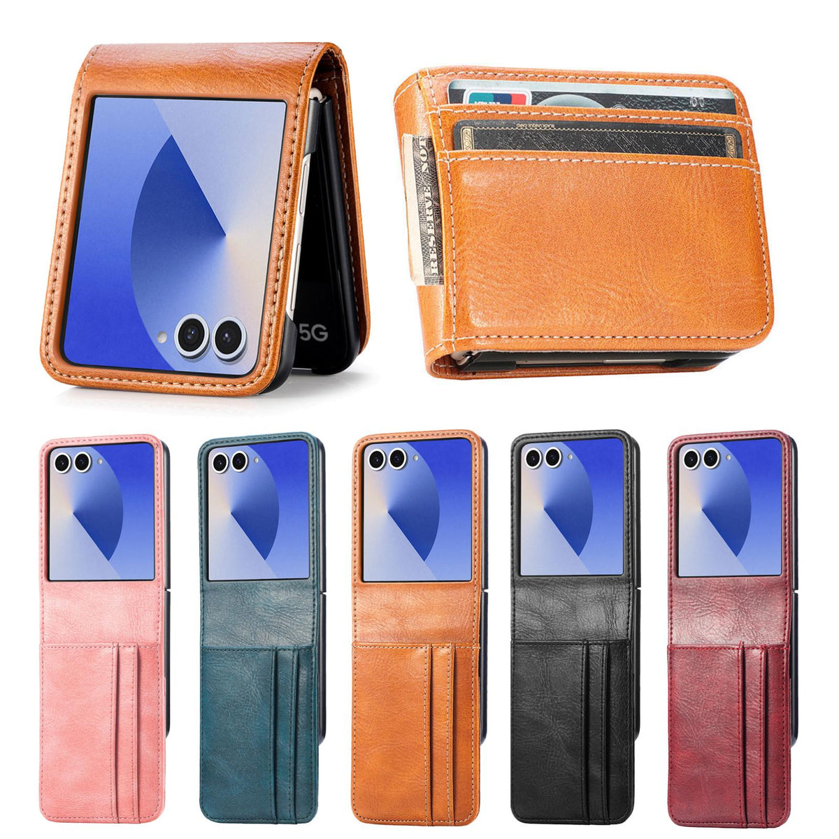 For Galaxy Z Flip8 5G Vertical Flip Card Slot Leather Phone Case - Black - SYA002944202A
