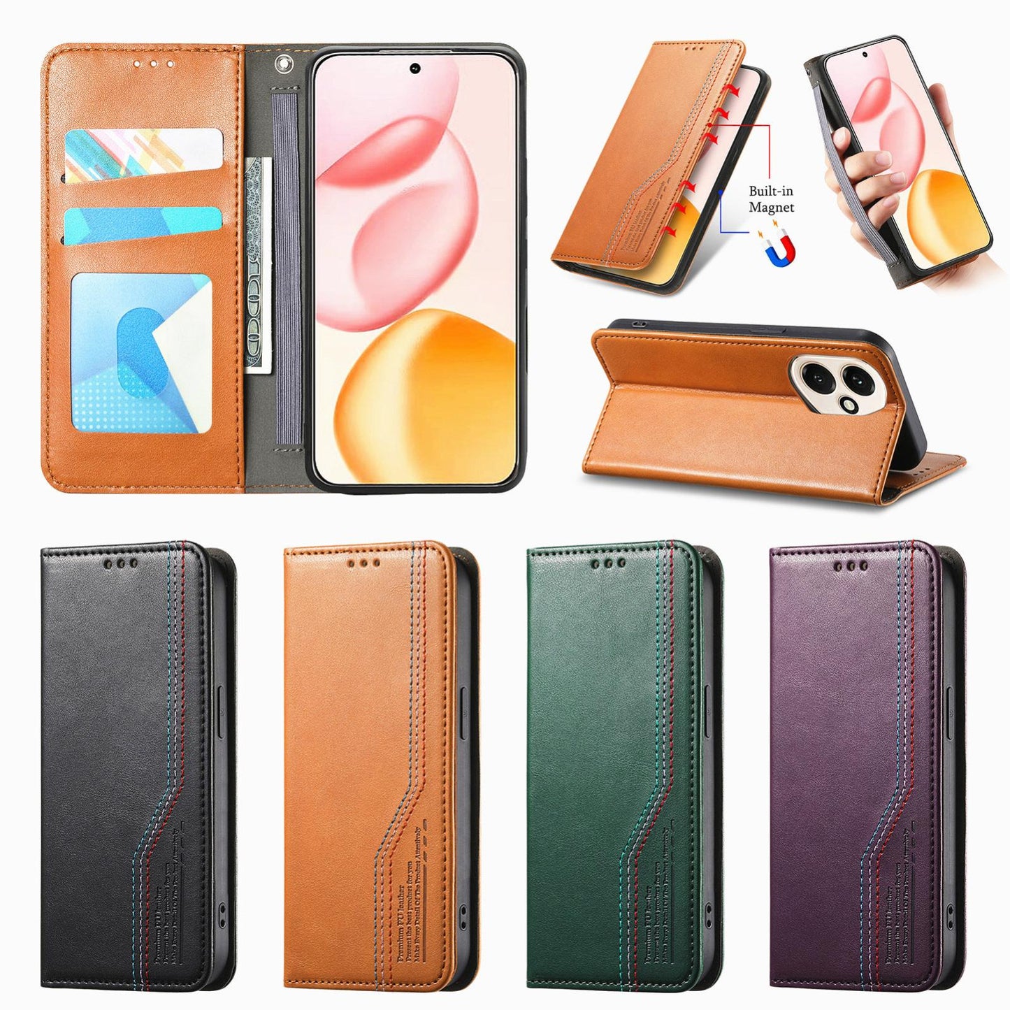 For Honor Play 80 Plus 5G Elastic Wristband Magnetic Suction Leather Phone Case(Black)