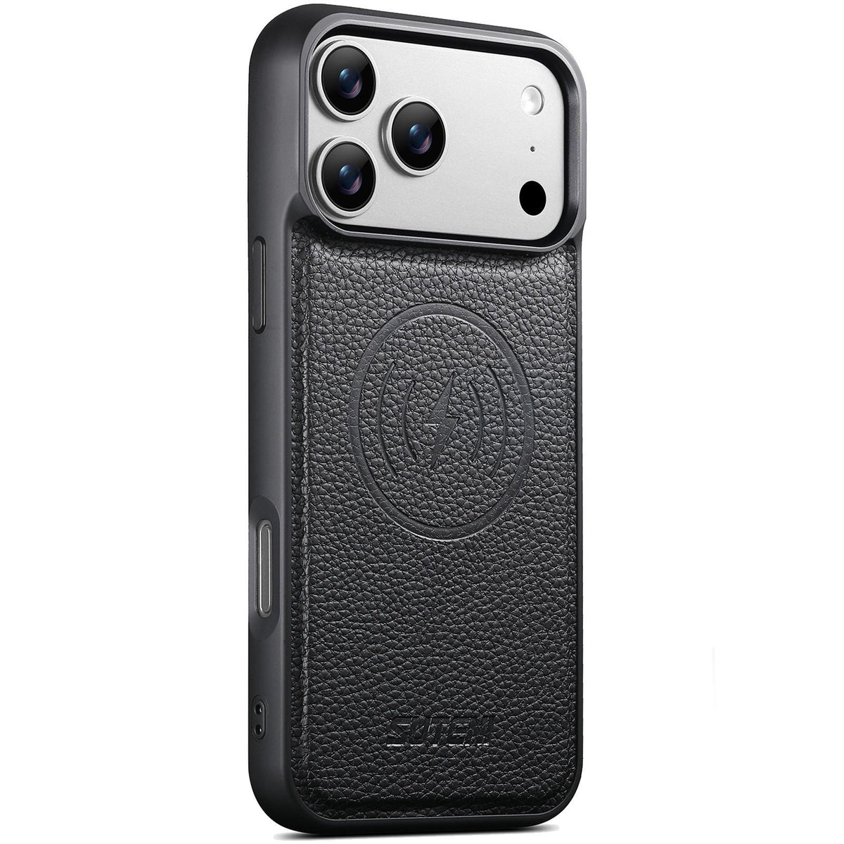 For iPhone 18 Pro Max Suteni G5 Large Litchi Texture Vegan Leather Magnetic Back Phone Case - Black - SYA003116019A