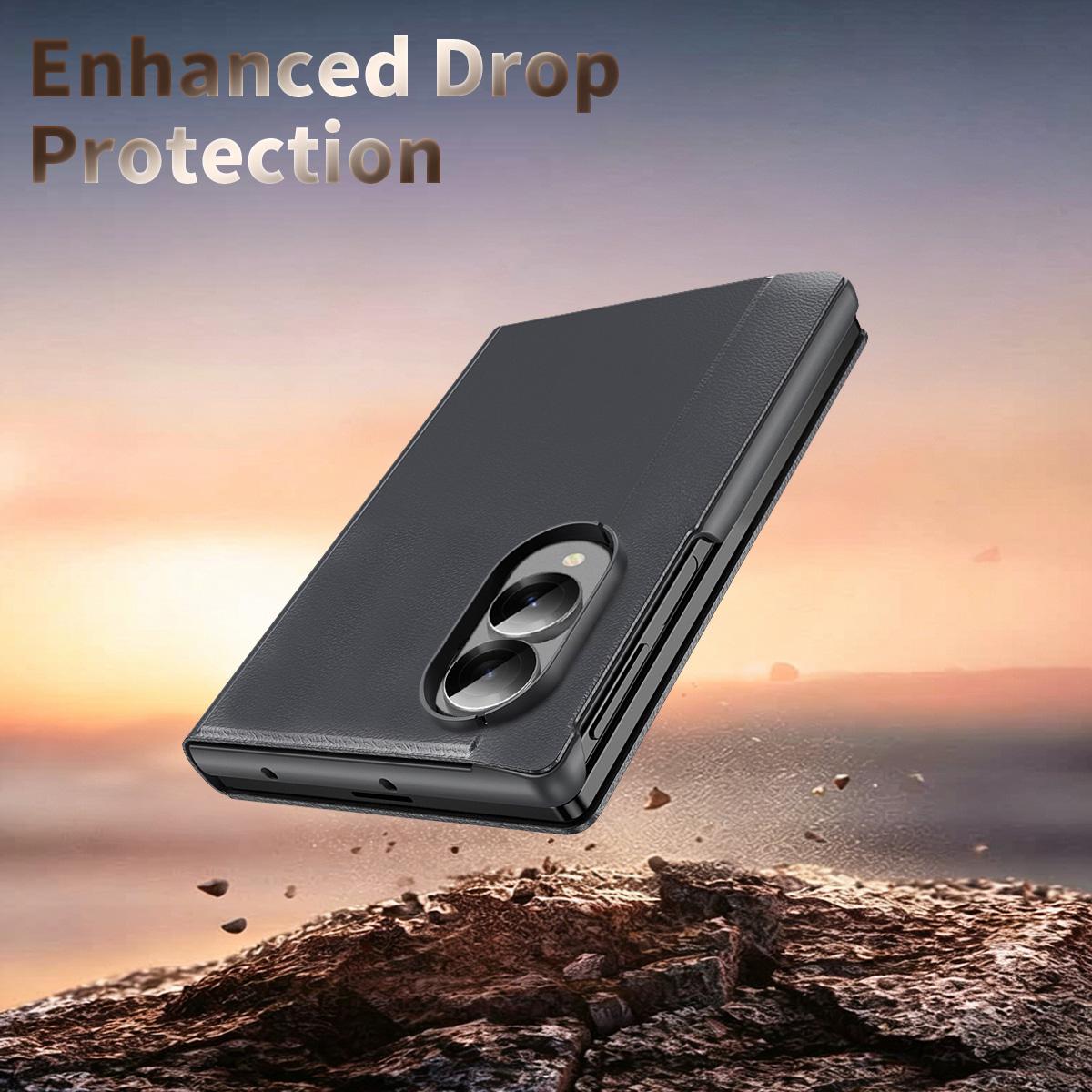 For Galaxy Z Fold8 5G Smart View Window Leather Phone Case(Grey)
