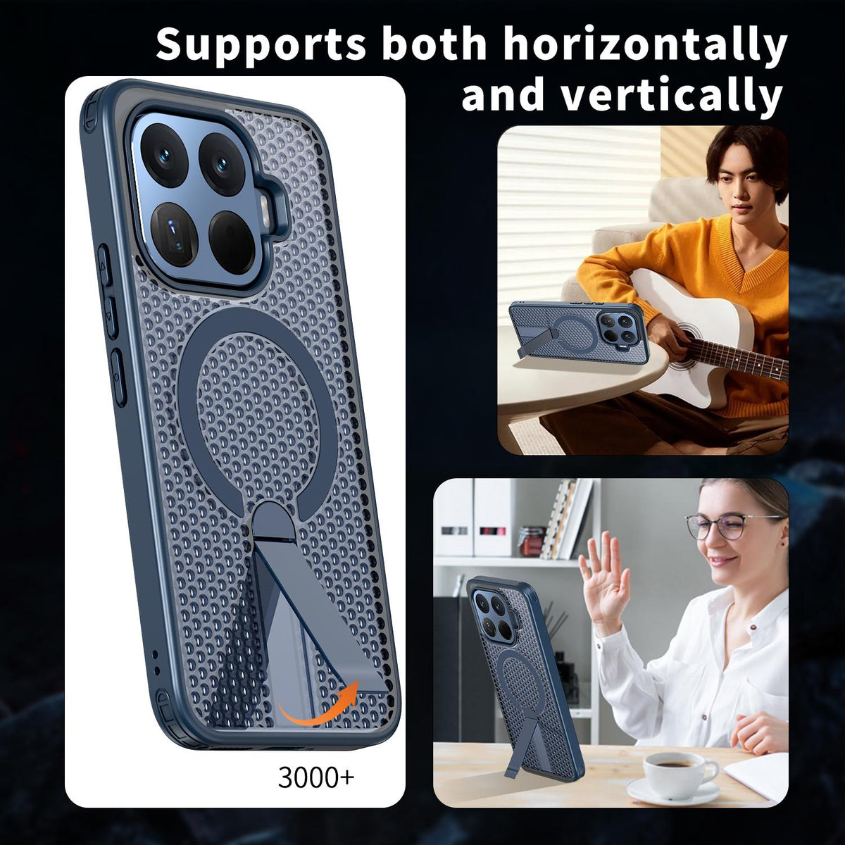 For Xiaomi 17T Pro 5G Kalebol Honeycomb Cooling MagSafe Holder Phone Case - Blue - SYA003207905B