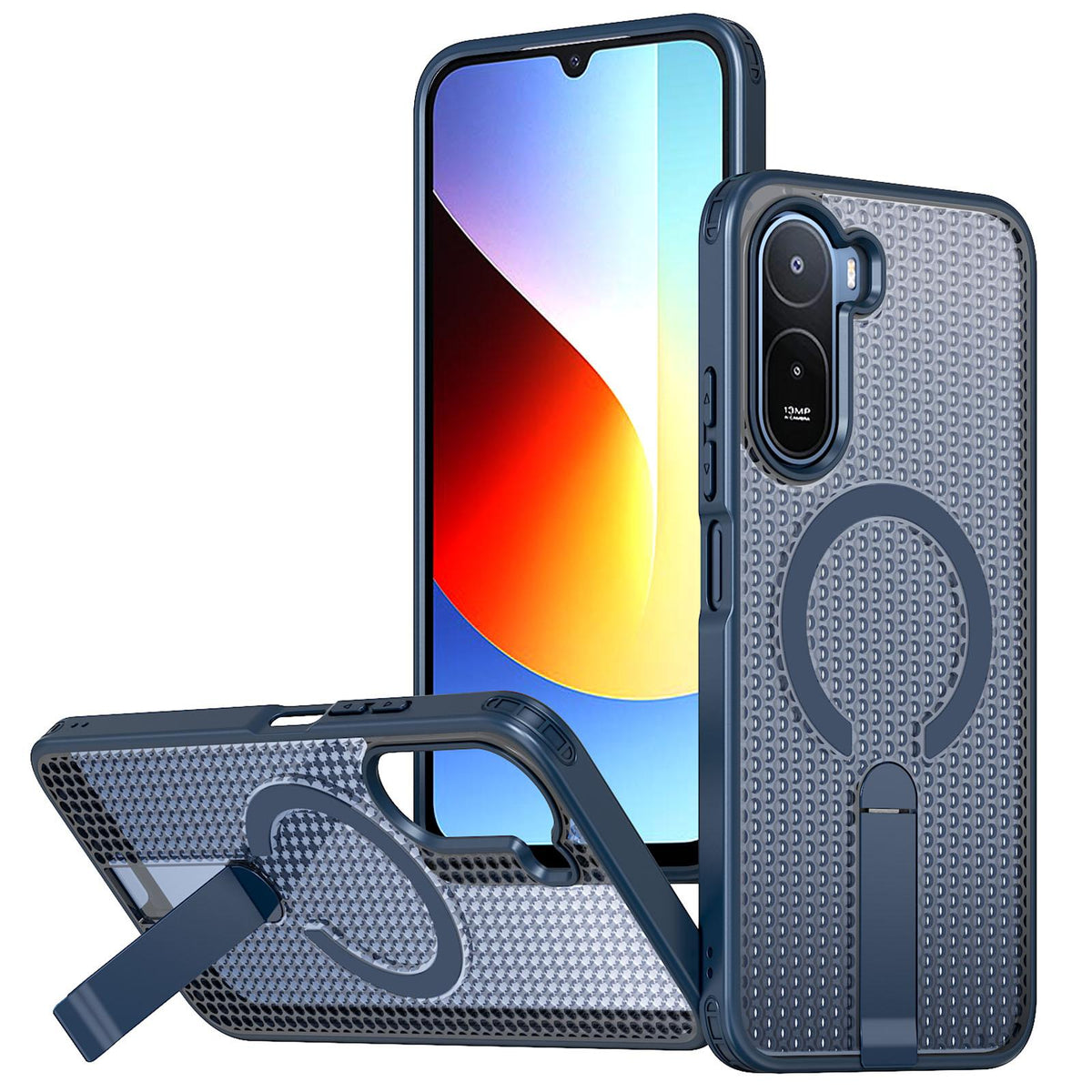 For Redmi A7 Pro 4G / 5G 171mm Kalebol Honeycomb Cooling MagSafe Holder Phone Case - Blue - SYA003207907B