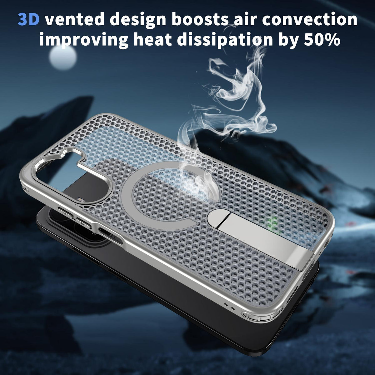 For Redmi A7 Pro 4G / 5G 171mm Kalebol Honeycomb Cooling MagSafe Holder Phone Case - Titanium Grey - SYA003207907C