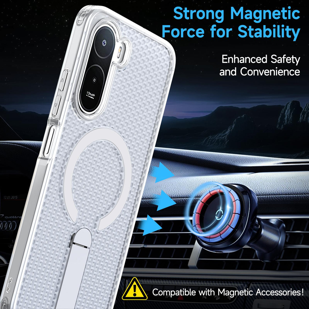 For Redmi A7 Pro 4G / 5G 171mm Kalebol Honeycomb Cooling MagSafe Holder Phone Case - Matte Transparent - SYA003207907D