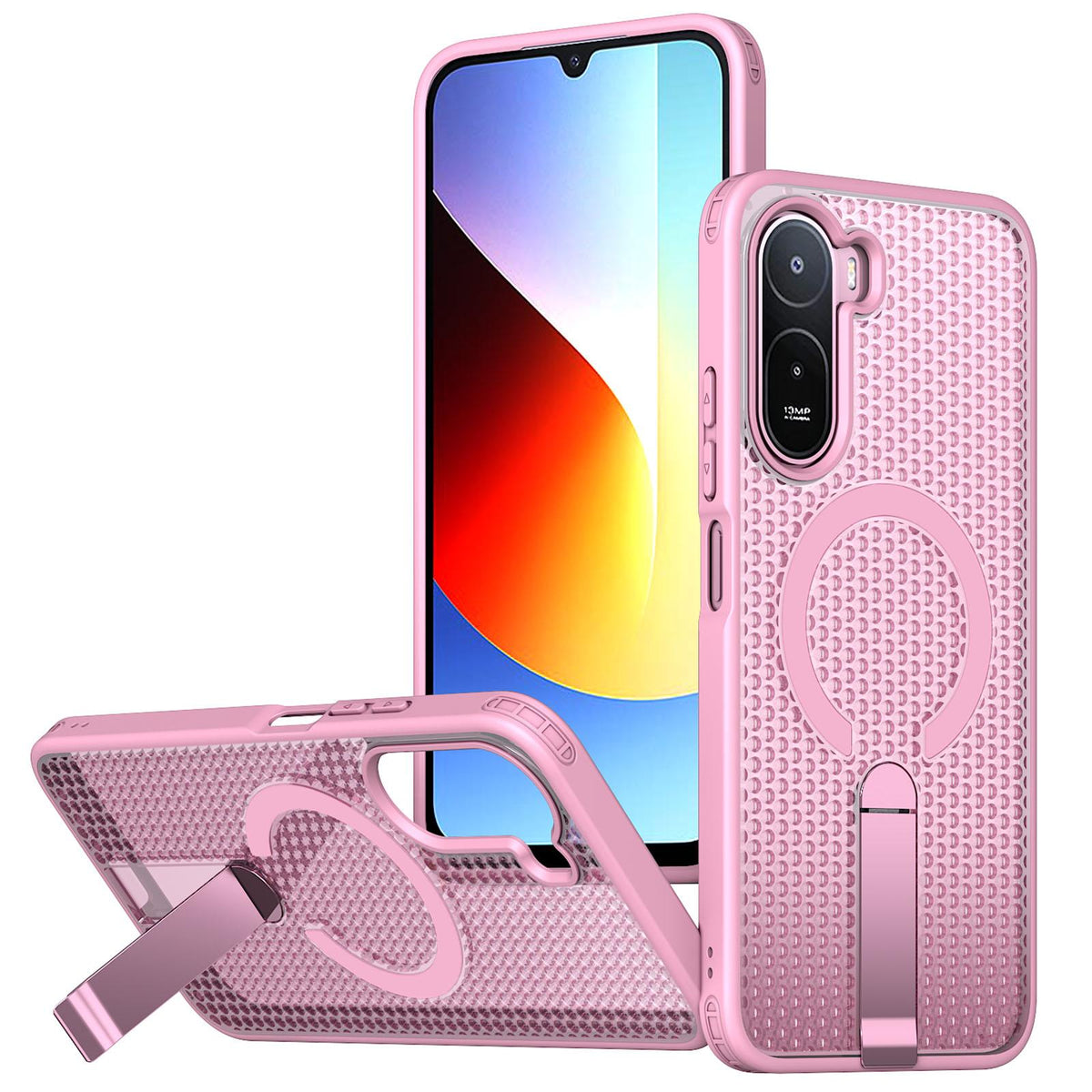 For Redmi A7 Pro 4G / 5G 171mm Kalebol Honeycomb Cooling MagSafe Holder Phone Case - Cherry Blossom Pink - SYA003207907E