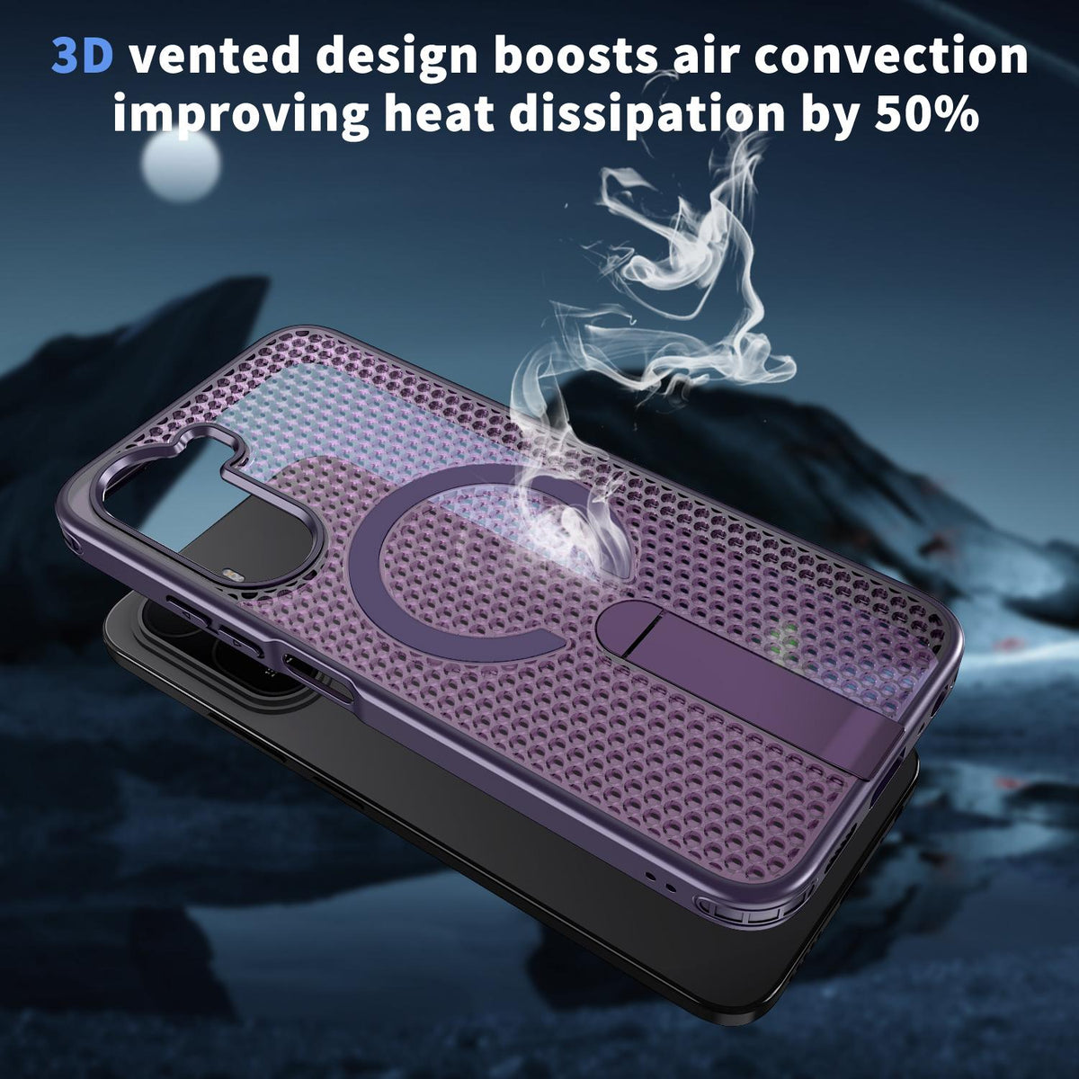 For Redmi A7 Pro 4G / 5G 171mm Kalebol Honeycomb Cooling MagSafe Holder Phone Case - Purple - SYA003207907F