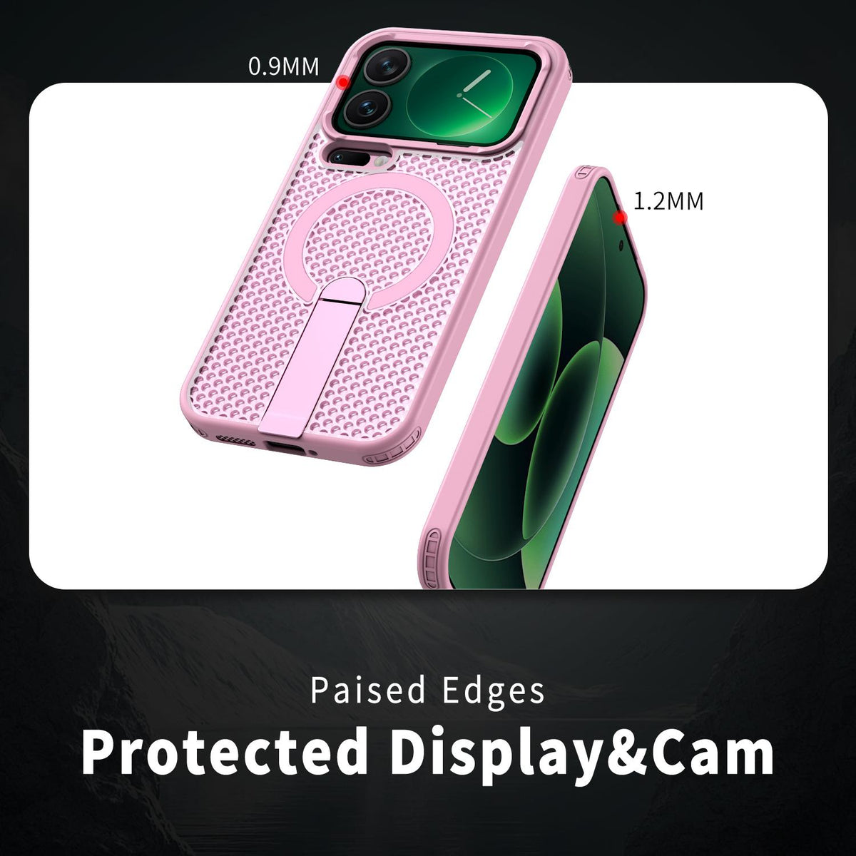 For Xiaomi 17 Pro Kalebol Honeycomb Cooling MagSafe Holder Phone Case - Cherry Blossom Pink - SYA003207911E