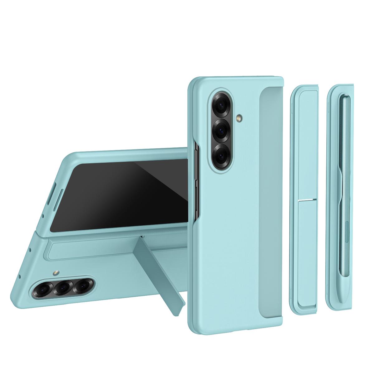 For Galaxy Z Fold8 Ultra 5G 2-in-1 Hard PC Folding Phone Case with Holder Pen Slot - Cyan - SYA003386001F