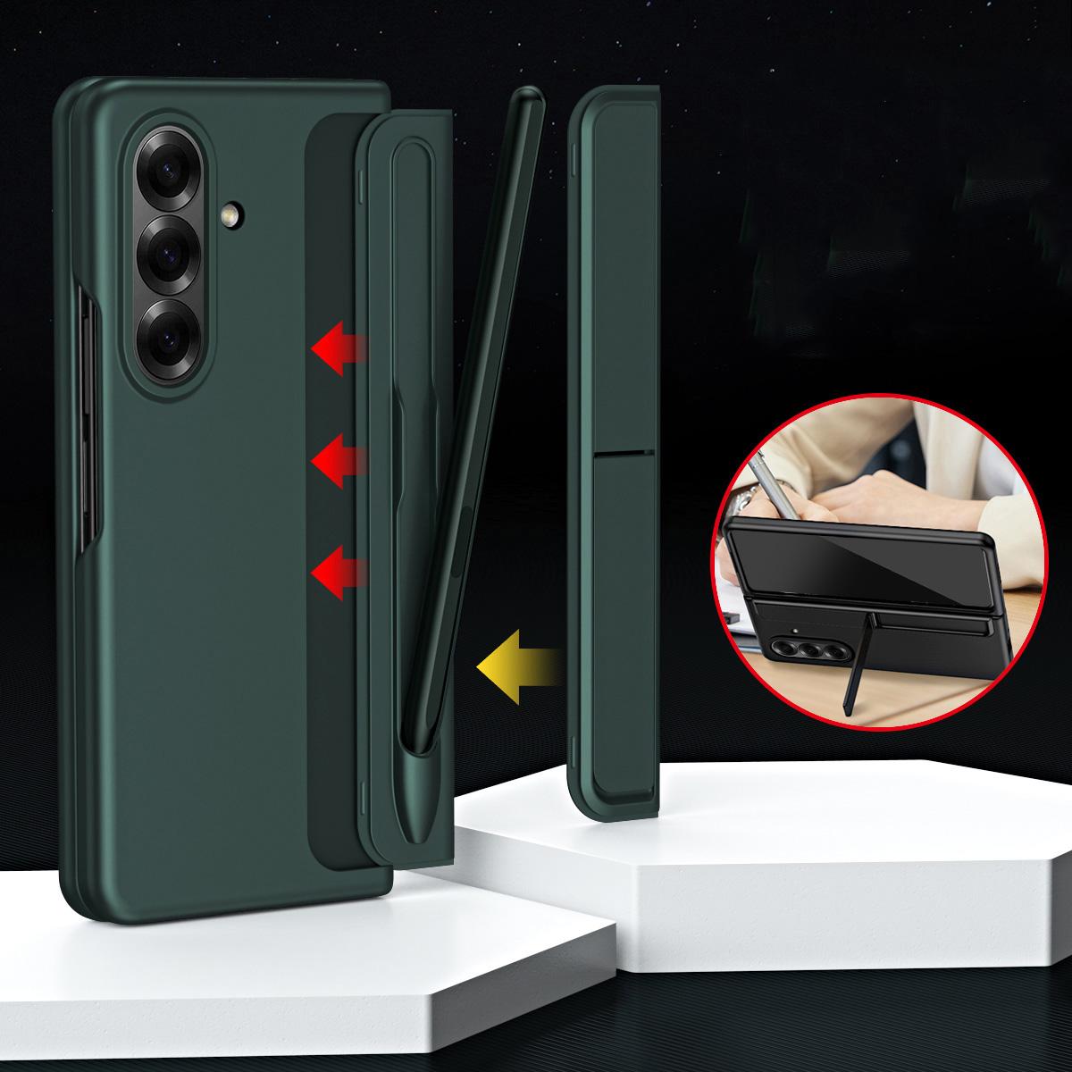 For Galaxy Z Fold8 Ultra 5G 2-in-1 Hard PC Folding Phone Case with Holder Pen Slot - Cyan - SYA003386001F