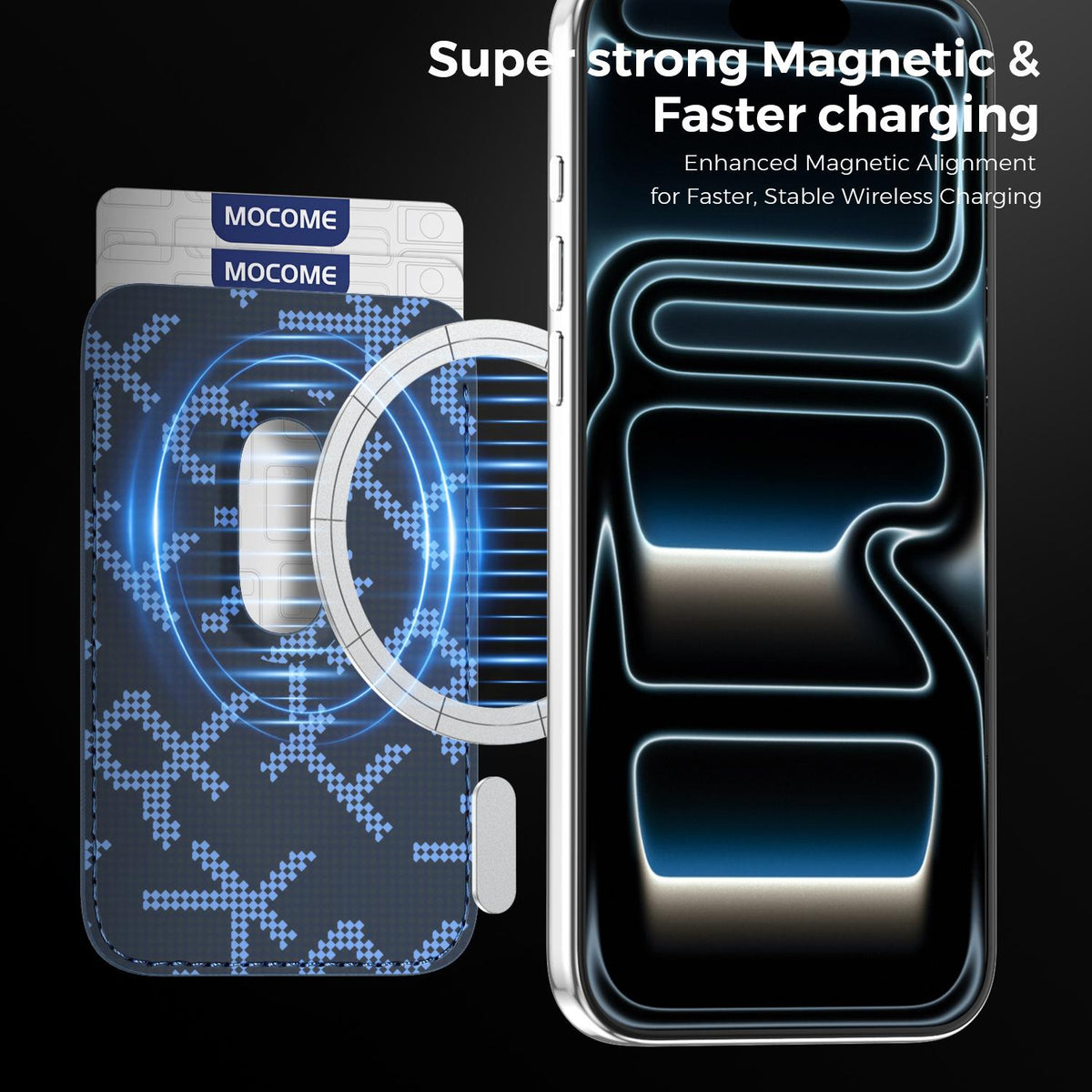 For iPhone 17 Pro Max MOCOME Aramid Fabric Texture Card Bag Magnetic Phone Case - Blue - SYA003421201D