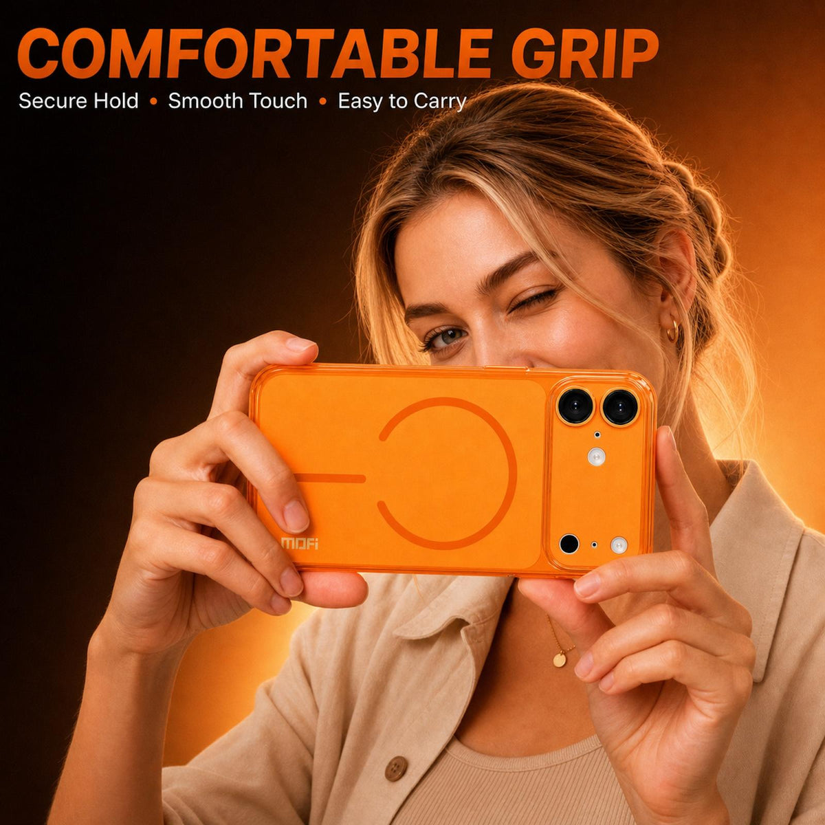 For iPhone 18 MOFI Minimal Series Frosted Semi-Transparen TPU Phone Case with Lens Film - Gray - SYA003426007C